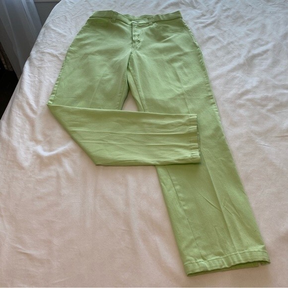 White Stag Apple Lime Green Jeans Pants  Pockets Straight Leg Zip Size 6P - Picture 2 of 10